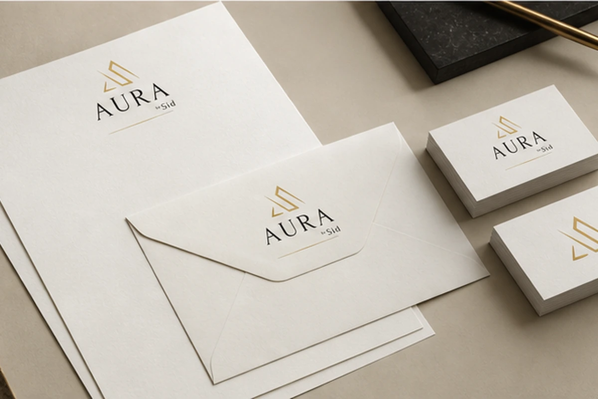 AURA by Sid stationery and identity application