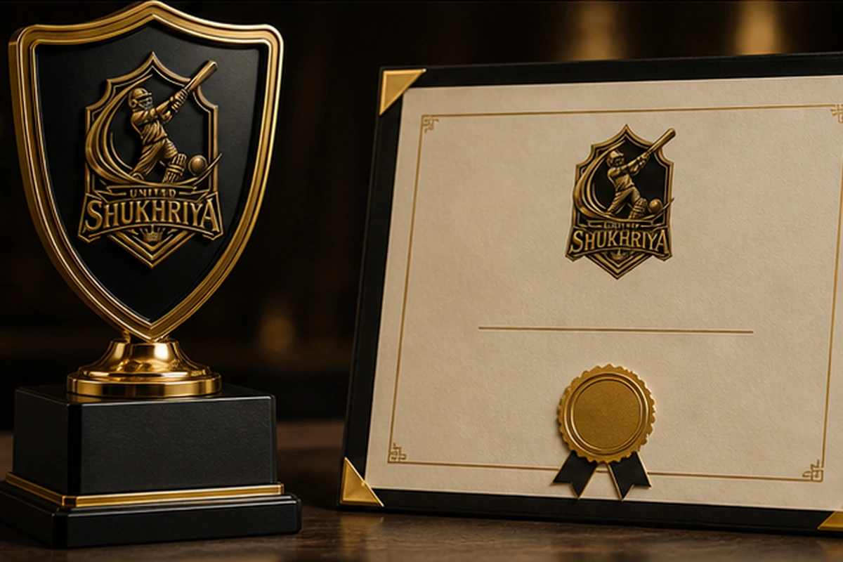 United Shukhriya trophy and certificate